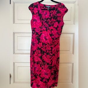 Women’s size 10 Lauren Ralph Lauren capped Sleeveless Floral Dress flowers wrap